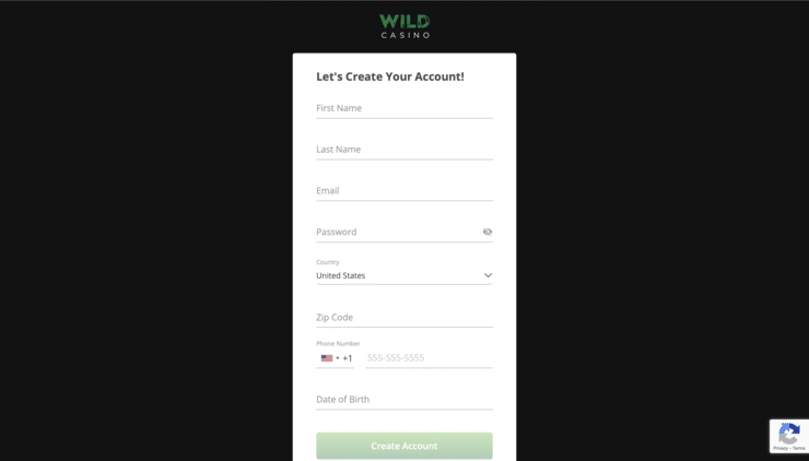 Step 1: Register Your Wild Casino Account