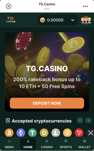 Step 2: Access TG.Casino
