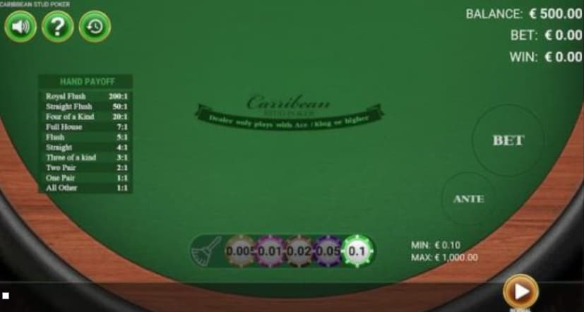 caribbean stud poker raise bet
