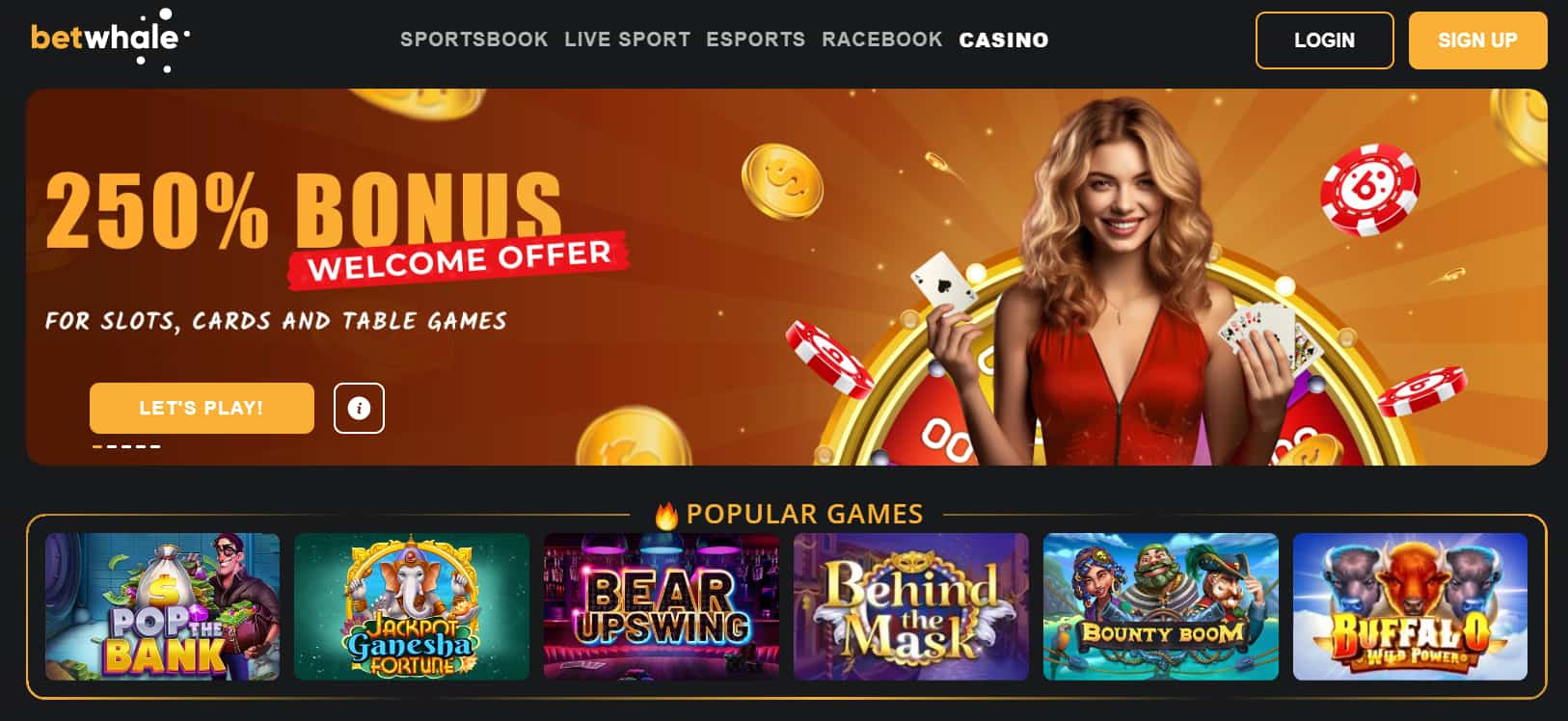 gambling partners betwhale casino welcome bonus offer