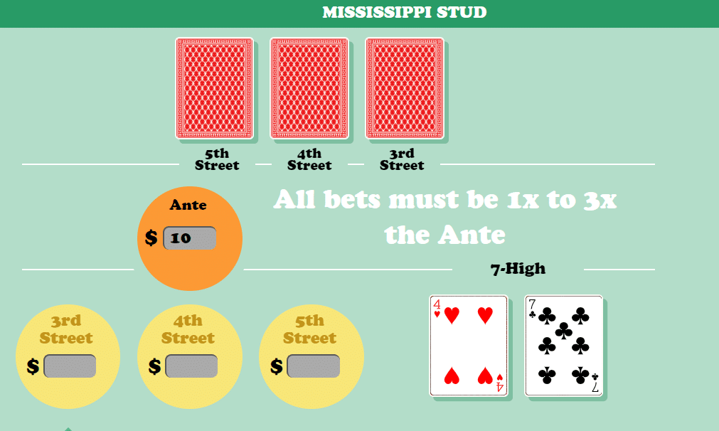 how to play mississippi stud poker deal